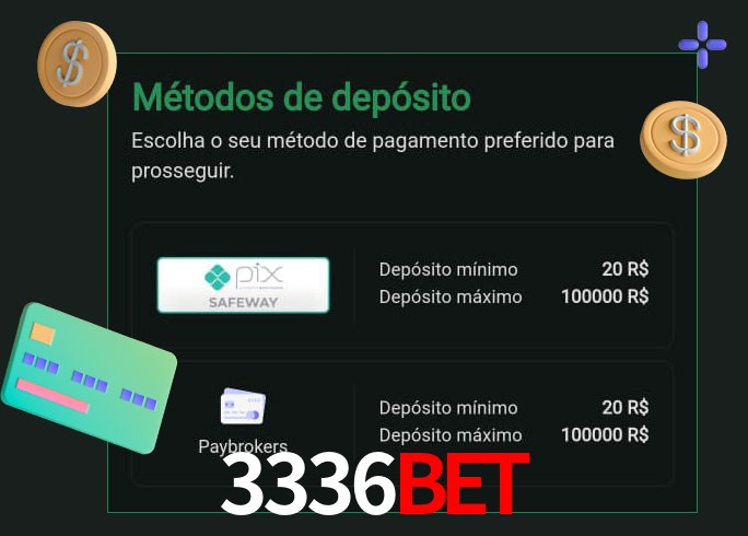 O cassino 3336BET oferece uma grande variedade de métodos de pagamento